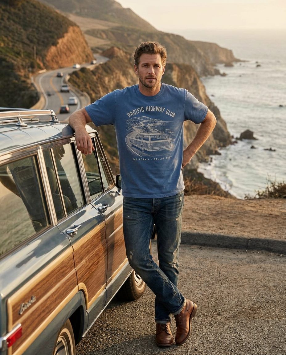 Pacific Highway Club 1967 Tee — GALLON JEANS lifestyle campaign image
