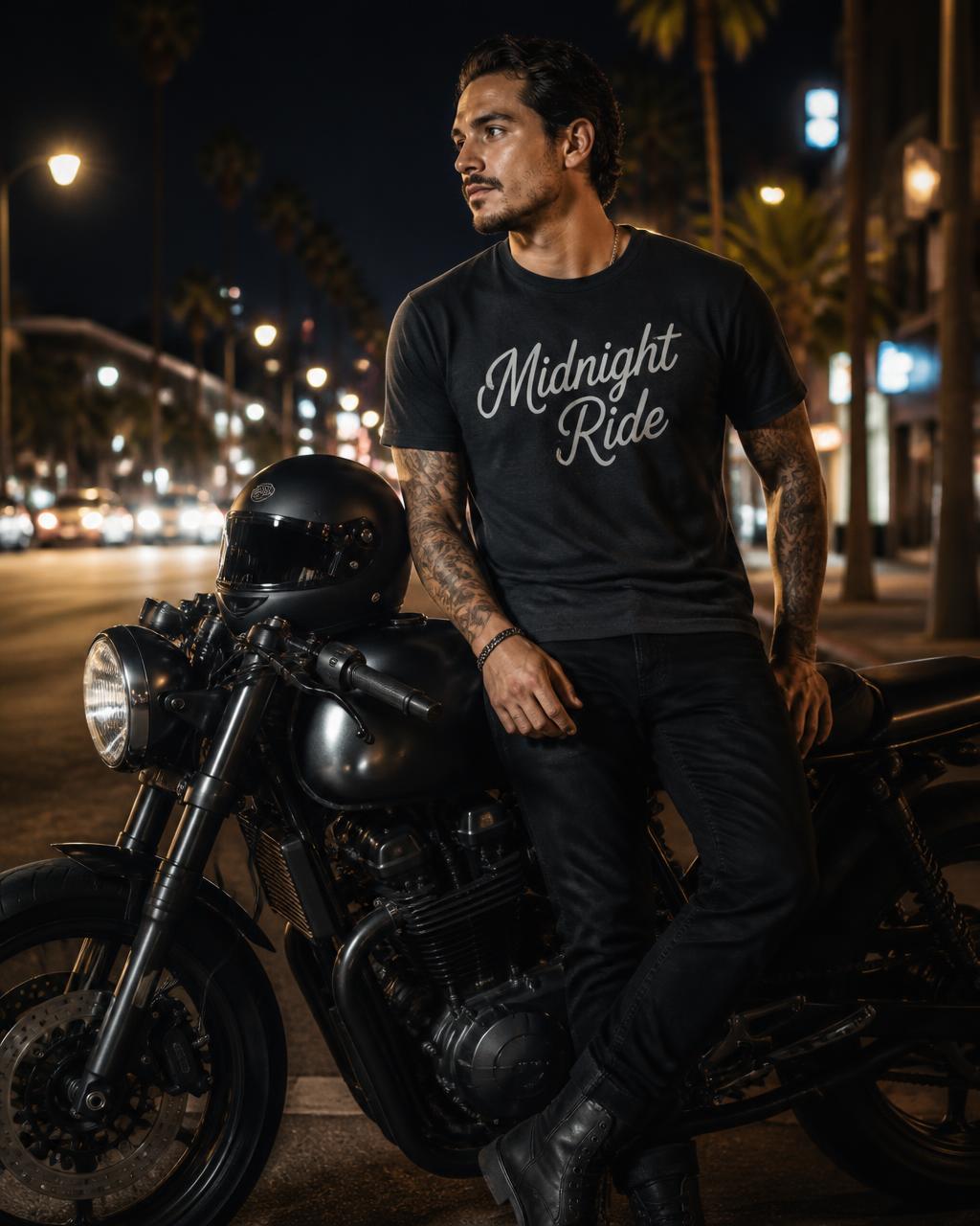 Los Angeles Midnight Ride Tee — GALLON JEANS lifestyle campaign image
