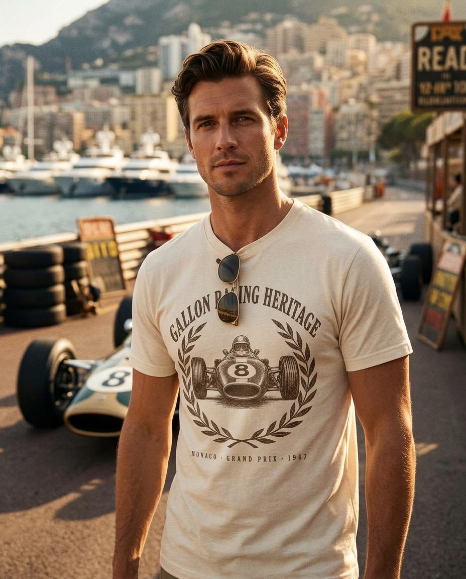 Racing Heritage Tee — GALLON JEANS lifestyle campaign image