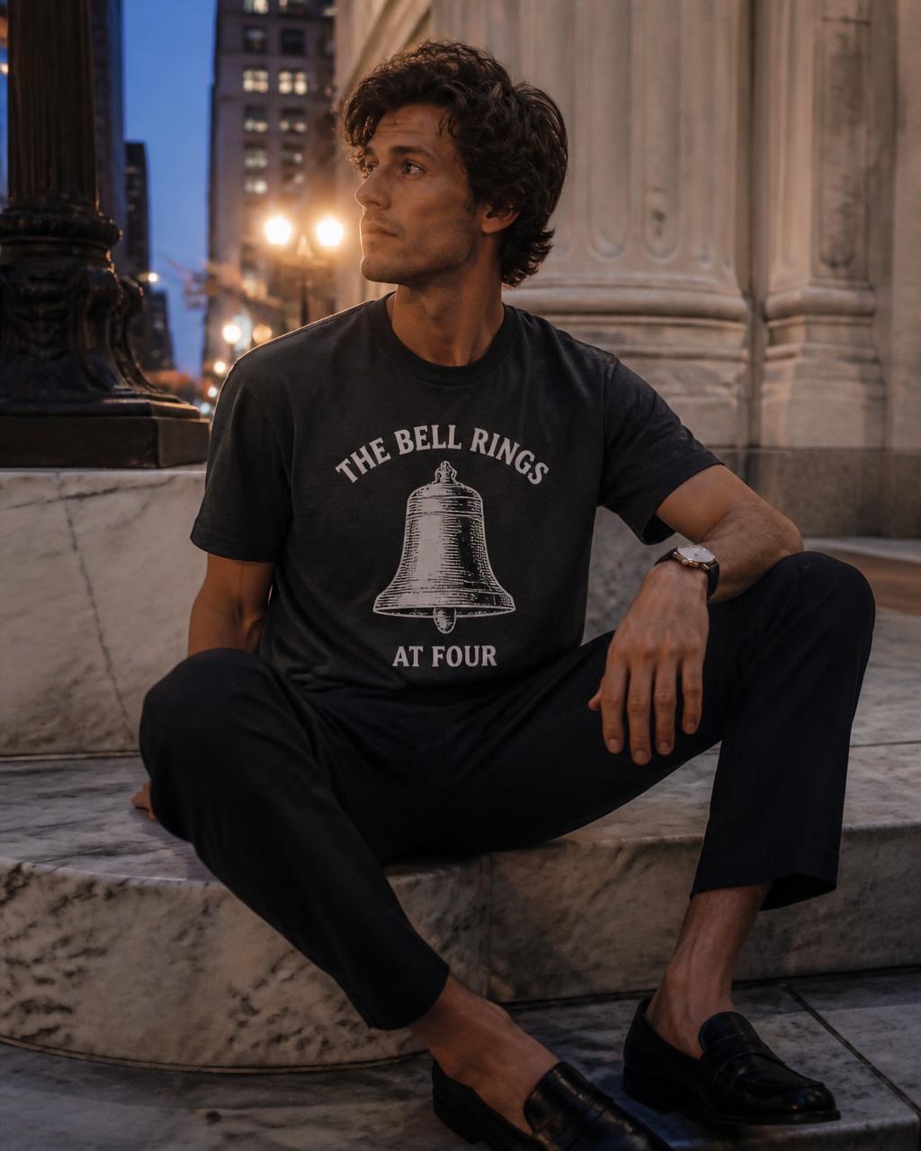 The Bell Rings at Four Tee — GALLON JEANS lifestyle campaign image