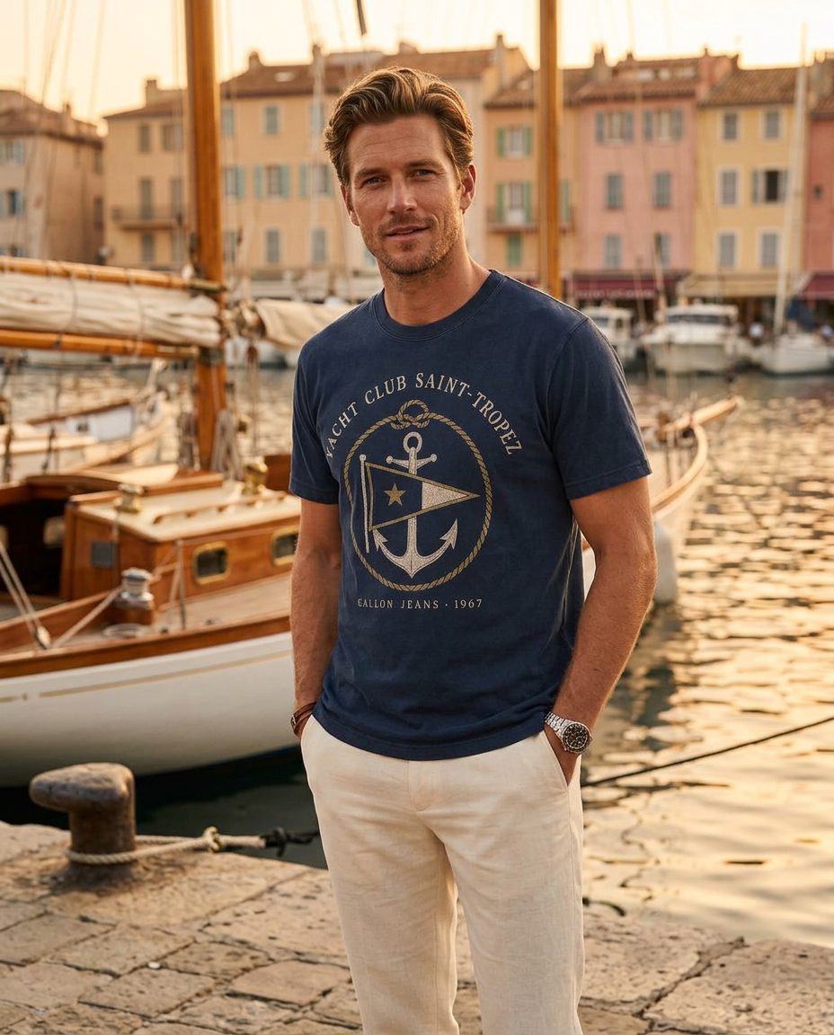 Yacht Club Saint-Tropez Tee — GALLON JEANS lifestyle campaign image